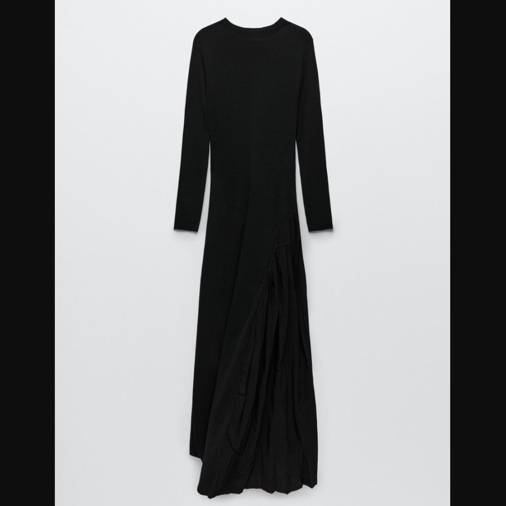 ZARA COLLECTION BLACK KNIT BANDAGE CONTRAST MAXI DRESS $89.90 - Picture 3 of 12